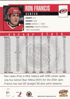 2003-04 Pacific #61 Ron Francis Back