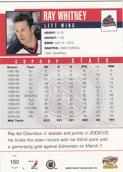 2003-04 Pacific #100 Ray Whitney Back