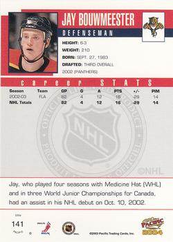 2003-04 Pacific #141 Jay Bouwmeester Back