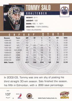 2003-04 Pacific #137 Tommy Salo Back