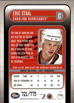 2003-04 Pacific Calder #106 Eric Staal Back