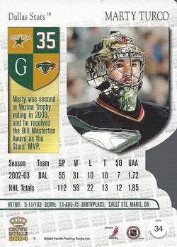 2003-04 Pacific Crown Royale #34 Marty Turco Back