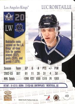 2003-04 Pacific Crown Royale #49 Luc Robitaille Back