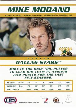 2003-04 Pacific Heads Up #32 Mike Modano Back