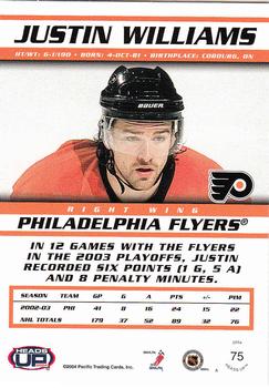 2003-04 Pacific Heads Up #75 Justin Williams Back