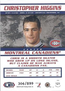 2003-04 Pacific Heads Up #121 Chris Higgins Back
