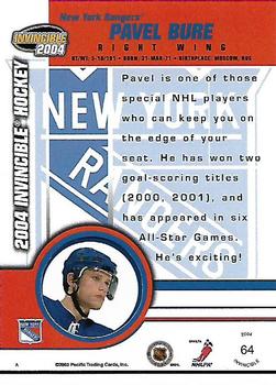2003-04 Pacific Invincible #64 Pavel Bure Back