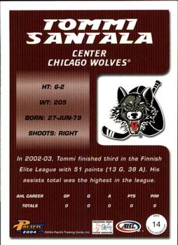 2003-04 Pacific Prospects AHL #14 Tommi Santala Back