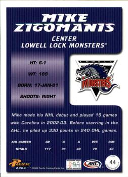 2003-04 Pacific Prospects AHL #44 Michael Zigomanis Back
