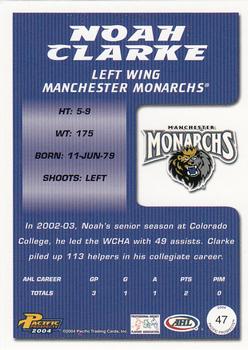 2003-04 Pacific Prospects AHL #47 Noah Clarke Back