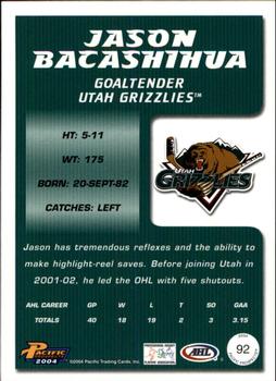 2003-04 Pacific Prospects AHL #92 Jason Bacashihua Back
