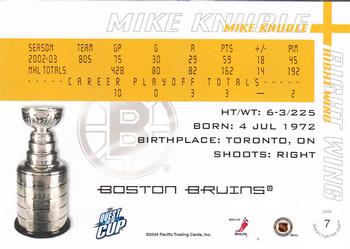2003-04 Pacific Quest for the Cup #7 Mike Knuble Back
