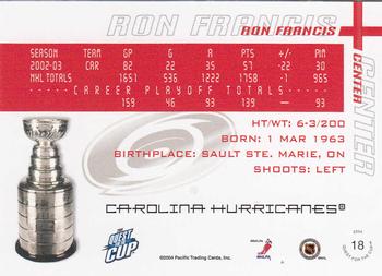 2003-04 Pacific Quest for the Cup #18 Ron Francis Back