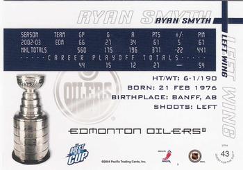 2003-04 Pacific Quest for the Cup #43 Ryan Smyth Back