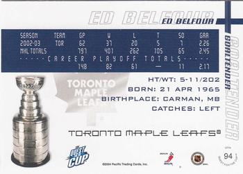 2003-04 Pacific Quest for the Cup #94 Ed Belfour Back