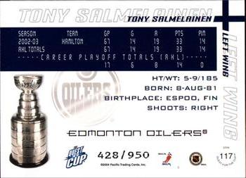 2003-04 Pacific Quest for the Cup #117 Tony Salmelainen Back