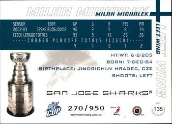 2003-04 Pacific Quest for the Cup #135 Milan Michalek Back