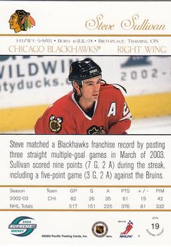 2003-04 Pacific Supreme #19 Steve Sullivan Back