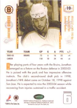 2003-04 Parkhurst Original Six Boston #10 Jonathan Girard Back