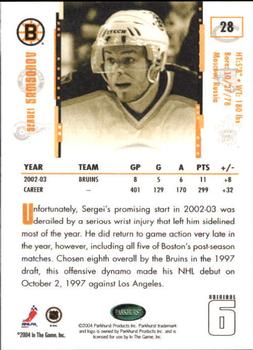 2003-04 Parkhurst Original Six Boston #28 Sergei Samsonov Back