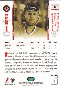 2003-04 Parkhurst Original Six Chicago #8 Nathan Dempsey Back
