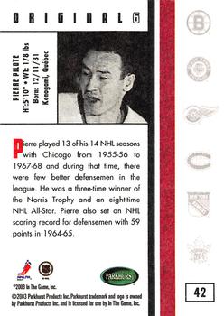 Pierre Pilote Hockey Card 2003-04 Parkhurst Original Six Chicago Blackhawks #42 Pierre Pilote