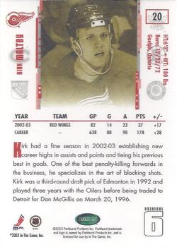 2003-04 Parkhurst Original Six Detroit #20 Kirk Maltby Back