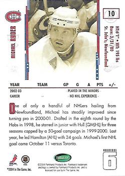 2003-04 Parkhurst Original Six Montreal #10 Michael Ryder Back