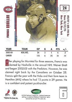 2003-04 Parkhurst Original Six Montreal #24 Francis Bouillon Back