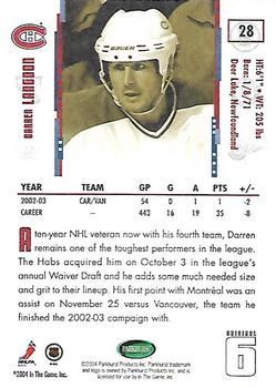 2003-04 Parkhurst Original Six Montreal #28 Darren Langdon Back