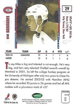 2003-04 Parkhurst Original Six Montreal #29 Mike Komisarek Back