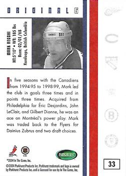 2003-04 Parkhurst Original Six Montreal #33 Mark Recchi Back