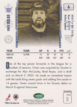 2003-04 Parkhurst Original Six Toronto #6 Owen Nolan Back