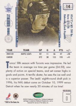 2003-04 Parkhurst Original Six Toronto #14 Tomas Kaberle Back