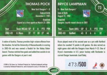 2003-04 Parkhurst Rookie #73 Bryce Lampman / Thomas Pock Back