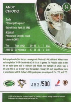 2003-04 Parkhurst Rookie #84 Andy Chiodo Back