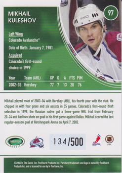 2003-04 Parkhurst Rookie #97 Mikhail Kuleshov Back