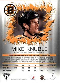 2003-04 Pacific Private Stock Titanium #8 Mike Knuble Back