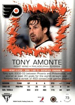 2003-04 Pacific Private Stock Titanium #73 Tony Amonte Back