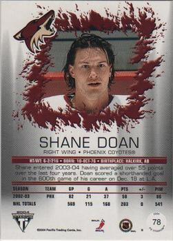 2003-04 Pacific Private Stock Titanium #78 Shane Doan Back