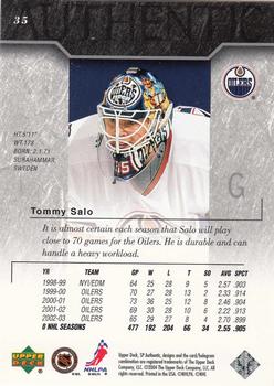 2003-04 SP Authentic #35 Tommy Salo Back