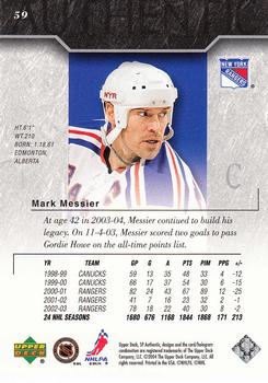 2003-04 SP Authentic #59 Mark Messier Back