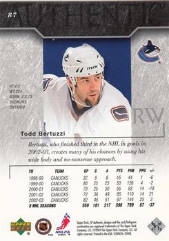 2003-04 SP Authentic #87 Todd Bertuzzi Back