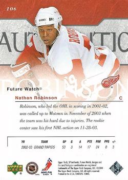2003-04 SP Authentic #106 Nathan Robinson Back