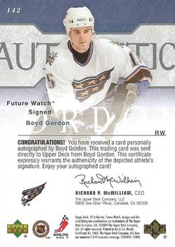 2003-04 SP Authentic #142 Boyd Gordon Back
