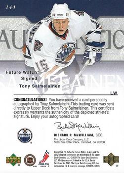 2003-04 SP Authentic #144 Tony Salmelainen Back
