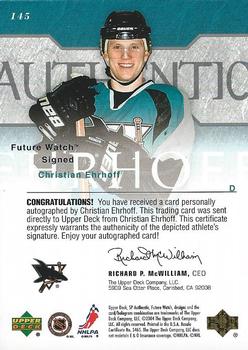 2003-04 SP Authentic #145 Christian Ehrhoff Back