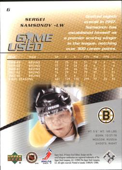 2003-04 SP Game Used #6 Sergei Samsonov Back