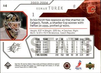 2003-04 SPx #14 Roman Turek Back