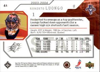2003-04 SPx #41 Roberto Luongo Back